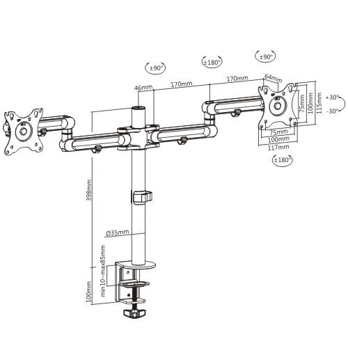 Dual Computer Monitor Arm VM-130