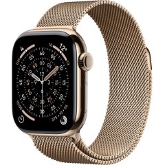 שעון Apple Watch 42mm Series 11 GPS + Cellular בצבע Gold Titanium עם רצועת Gold Milanese Loop — מידה One Size (2025)