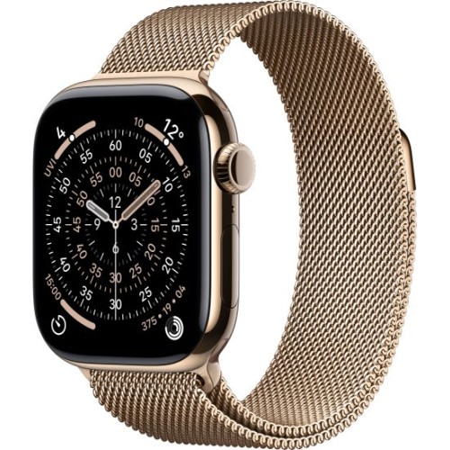 Apple Watch 42mm Series 11 GPS + Cellular в цвете Gold Titanium с ремешком Gold Milanese Loop — Один размер (2025)