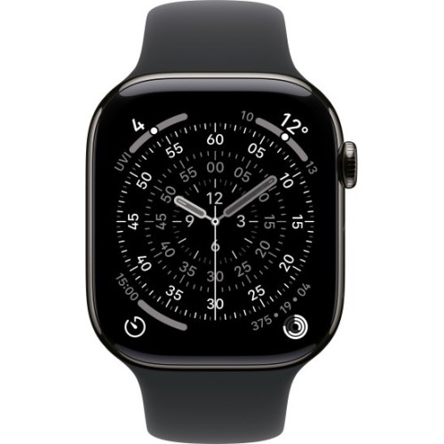 Apple Watch 46mm Series 11 GPS + Cellular в цвете Slate Titanium с ремешком Black Sport Band M/L (2025)