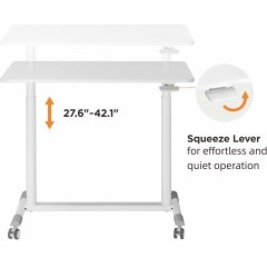 Compact height-adjustable desk on wheels — White
