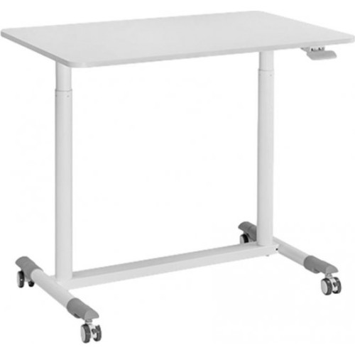 Compact height-adjustable desk on wheels — White