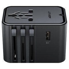 מטען קיר אוניברסלי ACEFAST Z8 PD45W GaN עם 5 יציאות (3×USB-C + 2×USB-A) — שחור