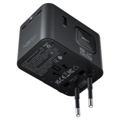 מטען קיר אוניברסלי ACEFAST Z8 PD45W GaN עם 5 יציאות (3×USB-C + 2×USB-A) — שחור