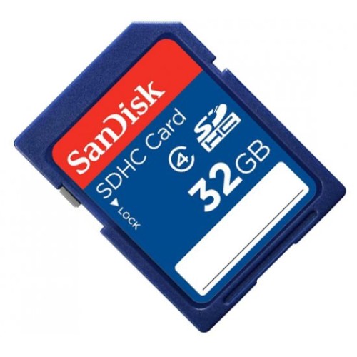 SanDisk Standard Secure-Digital SDHC memory card with a capacity of 32GB