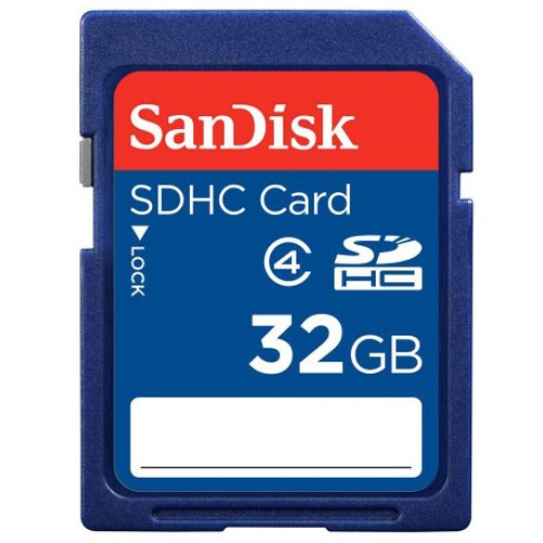 SanDisk Standard Secure-Digital SDHC memory card with a capacity of 32GB