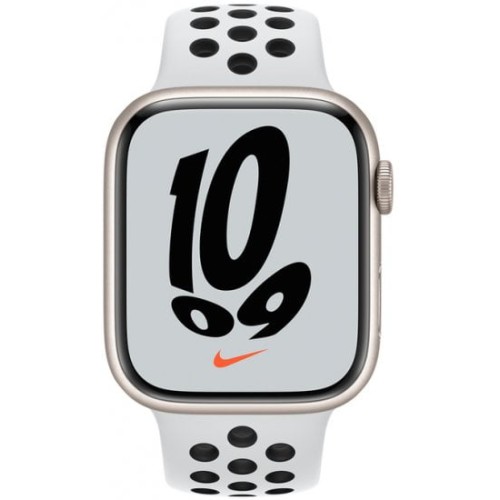 Apple Watch 7 MKNA3HB/A in Sterling color, 45mm Nike edition.