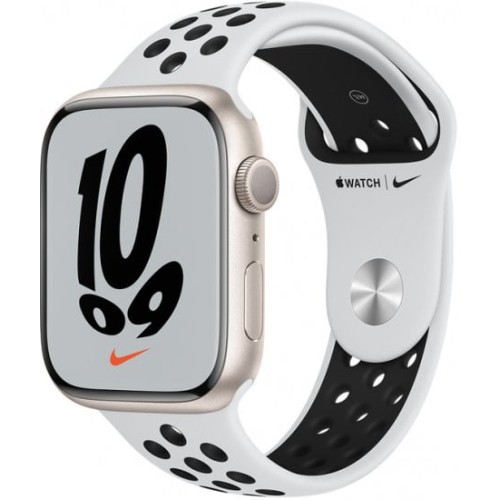 Apple Watch 7 MKNA3HB/A in Sterling color, 45mm Nike edition.