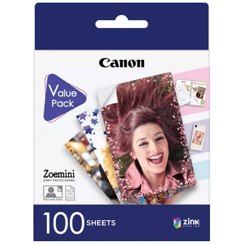 נייר צילום Canon ZP-2030 ZINK™ בגודל 2×3 אינץ' (100 גיליונות) למדפסות Canon Zoemini