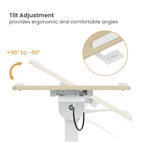 Mobile adjustable side table — white / light wood