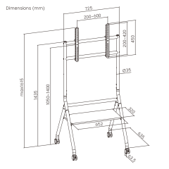 Переносная тележка для телевизора 37″–86″ для студии — белый