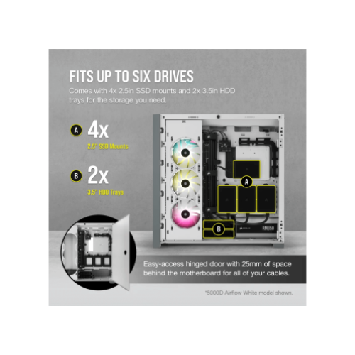 Computer Case CORSAIR 5000D AIRFLOW TG WHITE