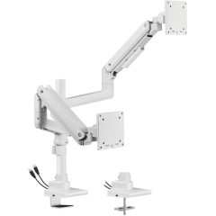 זרוע שולחנית כפולה ל-2 מסכים בגודל 17″–49″ (לבן)
