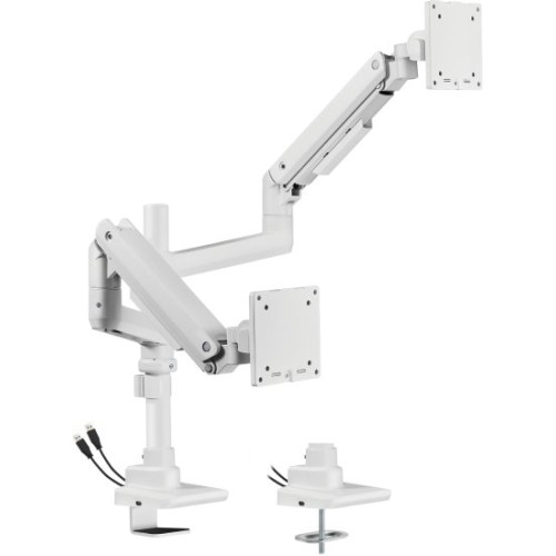 Dual Monitor Desk Mount for 17″–49″ Displays (White)