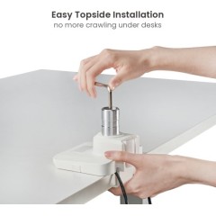 זרוע שולחנית כפולה ל-2 מסכים בגודל 17″–49″ (לבן)