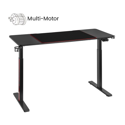 שולחן מחשב גיימינג עם תאורת RGB וגובה מתכוונן — שחור