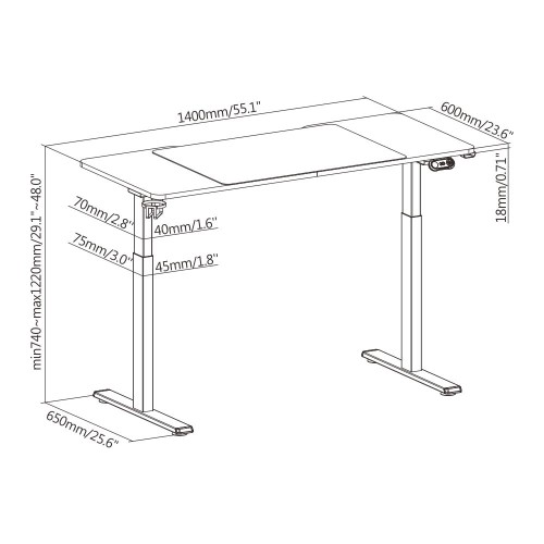 שולחן מחשב גיימינג עם תאורת RGB וגובה מתכוונן — שחור