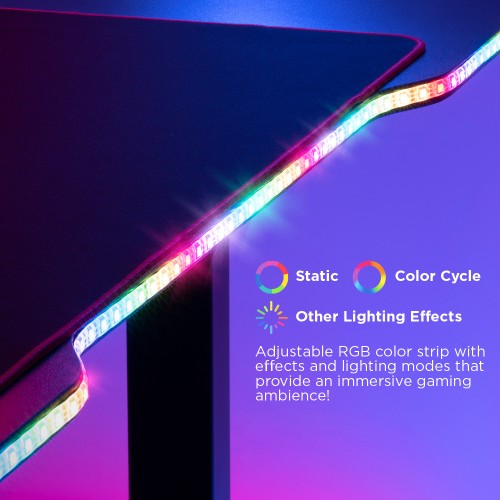 שולחן מחשב גיימינג עם תאורת RGB וגובה מתכוונן — שחור