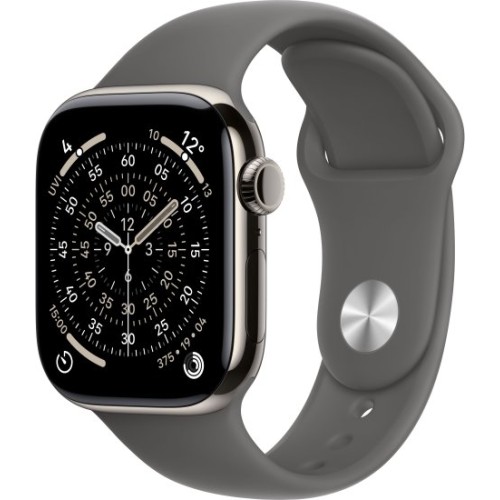Apple Watch 42mm Series 11 GPS + Cellular в цвете Natural Titanium с ремешком Stone Gray Sport Band M/L (2025)