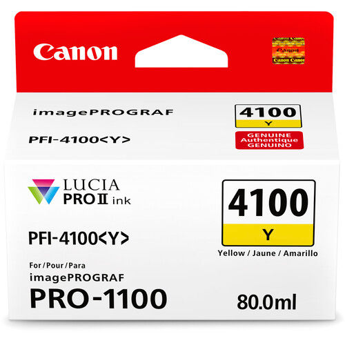 מחסנית דיו צהובה מקורית Canon PFI-4100Y למדפסת Canon imagePROGRAF PRO-1100