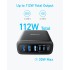 Wall charger Anker 112W (3×USB-C + 3×USB-A) — black.
