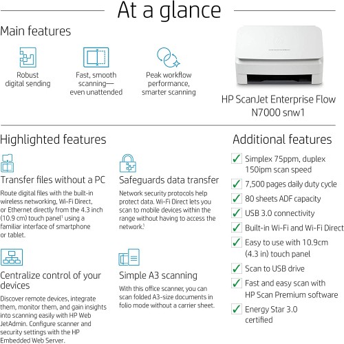 Scanner HP ScanJet Ent Flow N7000 6FW10A