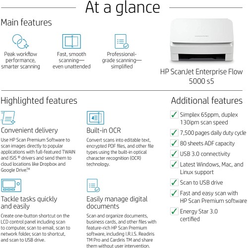 Scanner HP ScanJet Ent Flow 5000 s5 6FW09A