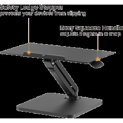 Ergonomic gas-spring laptop and mouse stand — Black