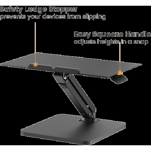 Ergonomic gas-spring laptop and mouse stand — Black
