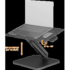 Ergonomic gas-spring laptop and mouse stand — Black