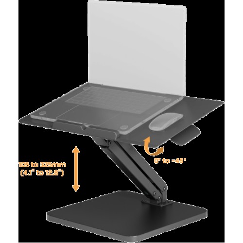 Ergonomic gas-spring laptop and mouse stand — Black