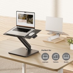 Ergonomic gas-spring laptop and mouse stand — Black