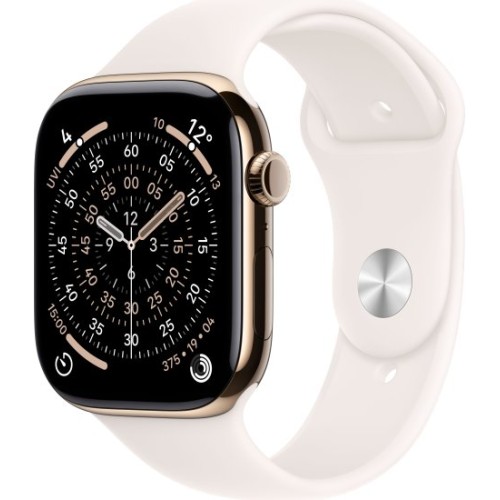 שעון Apple Watch 46mm Series 11 GPS + Cellular בצבע Gold Titanium עם רצועת Light Blush Sport Band M/L (2025)