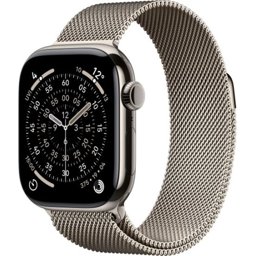 שעון Apple Watch 42mm Series 11 GPS + Cellular בצבע Natural Titanium עם רצועת Natural Milanese Loop — מידה One Size (2025)
