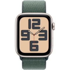 שעון Apple Watch SE GPS + Cellular בגודל 44 מ"מ בצבע Starlight Aluminium עם רצועת Lake Green Sport Loop — מידה אחת (2024)