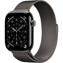 שעון Apple Watch 46mm Series 11 GPS + Cellular בצבע Slate Titanium עם רצועת Slate Milanese Loop M/L (2025)
