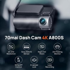 מצלמת רכב חכמה דו-כיוונית 70mai Dash Cam A800S-1 – 4K HDR