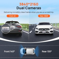 מצלמת רכב חכמה דו-כיוונית 70mai Dash Cam A800S-1 – 4K HDR