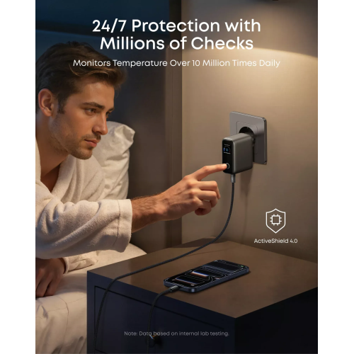 Anker Nano 100W Wall Charger (2×USB-C + USB-A) with Digital Display — Black