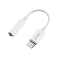 מתאם Ugreen – חיבור Lightning לאודיו 3.5 מ"מ + טעינה (לבן)