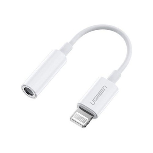 מתאם Ugreen – חיבור Lightning לאודיו 3.5 מ"מ + טעינה (לבן)