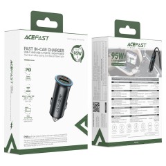 מטען רכב מהיר ACEFAST B16 ‏95W עם יציאות USB-C ו-USB-A — אפור
