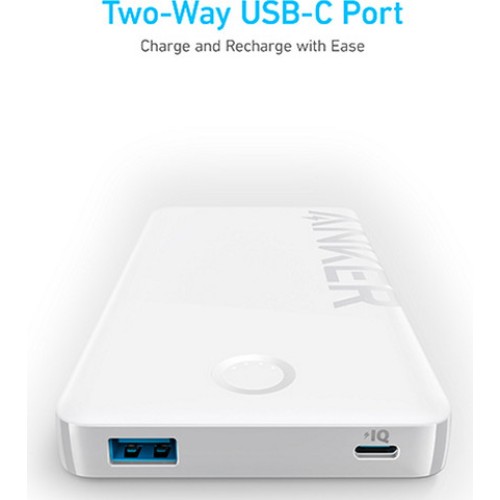 סוללת גיבוי Anker 323 Power Bank (PowerCore PIQ) 10000mAh — לבן