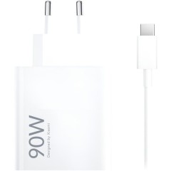 90W USB-A Charger (EU) + USB-A to Type-C Cable — White