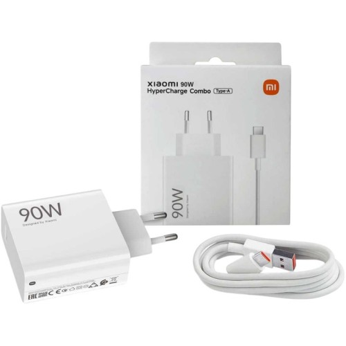 90W USB-A Charger (EU) + USB-A to Type-C Cable — White