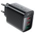 Быстрое сетевое зарядное устройство A108 PD67W (2xUSB-C + USB-A) – с европейской вилкой (EU), черное