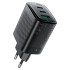 Быстрое сетевое зарядное устройство A108 PD67W (2xUSB-C + USB-A) – с европейской вилкой (EU), черное