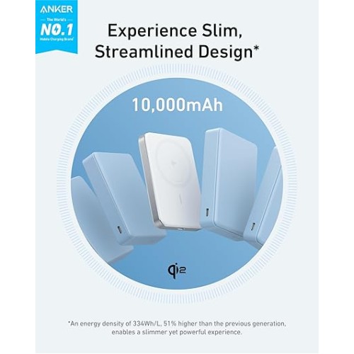 סוללת גיבוי מגנטית Anker MagGo Power Bank 10000mAh (Slim) — לבן