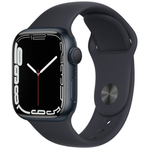 Apple Watch 7 MKMX3HB/A in Midnight color, 41mm.