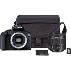 Canon EOS 2000D DSLR Digital Camera + EF-S 18-55mm F3.5-5.6 IS II Lens + Carrying Case + 16GB SD Memory Card — Black
